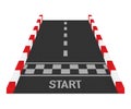 Rally races line track or road marking. Car or karting road racing vector background. Vector illustration.